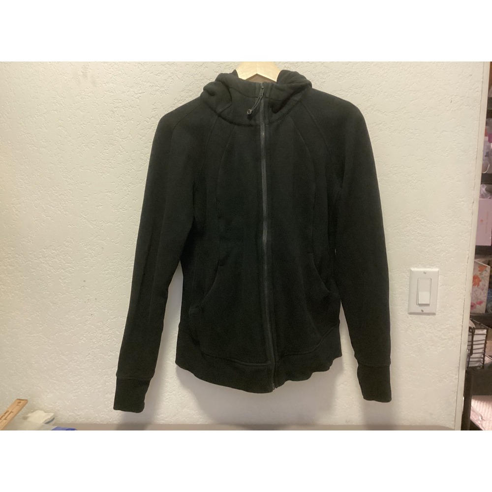 Lululemon Scuba Hoodie Women Size 12 Black Full Zip Cotton Blend Fleece Jacket